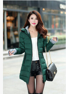 Women's Hooded Cotton-Padded Jacket Winter Medium-Long Cotton Coat Plus Size Down Jacket Female Slim Ladies Jackets Coats Gift