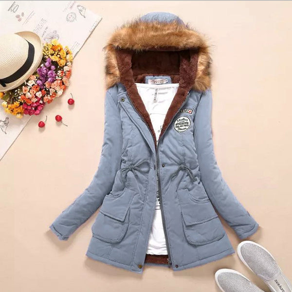 Promotions 2016 Fashion Autumn Warm Winter Fur Collar Coats Jackets for Women Women's Long Parka Plus Size Parka Hoodies
