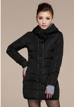 Women's Hooded Cotton-Padded Jacket Winter Medium-Long Cotton Coat Plus Size Down Jacket Female Slim Ladies Jackets Coats Gift