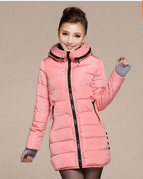 Women's Hooded Cotton-Padded Jacket Winter Medium-Long Cotton Coat Plus Size Down Jacket Female Slim Ladies Jackets Coats Gift