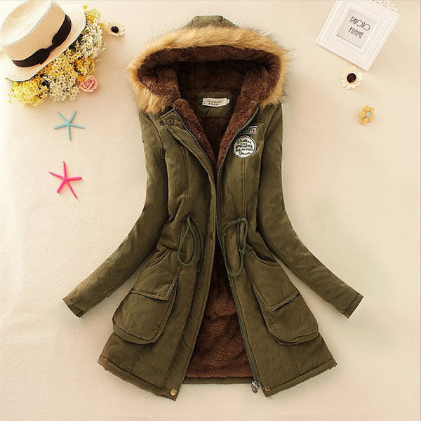 Promotions 2016 Fashion Autumn Warm Winter Fur Collar Coats Jackets for Women Women's Long Parka Plus Size Parka Hoodies