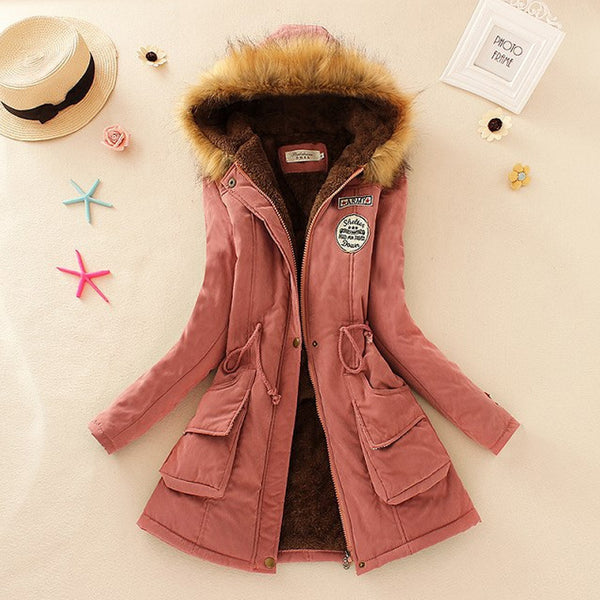 Promotions 2016 Fashion Autumn Warm Winter Fur Collar Coats Jackets for Women Women's Long Parka Plus Size Parka Hoodies