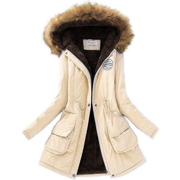 Promotions 2016 Fashion Autumn Warm Winter Fur Collar Coats Jackets for Women Women's Long Parka Plus Size Parka Hoodies