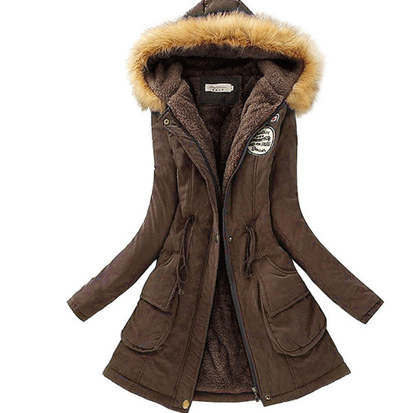 Promotions 2016 Fashion Autumn Warm Winter Fur Collar Coats Jackets for Women Women's Long Parka Plus Size Parka Hoodies