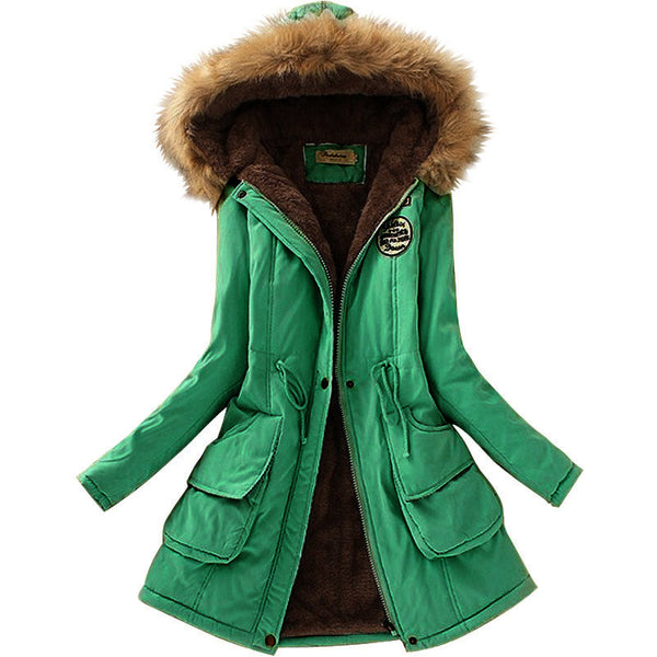Promotions 2016 Fashion Autumn Warm Winter Fur Collar Coats Jackets for Women Women's Long Parka Plus Size Parka Hoodies