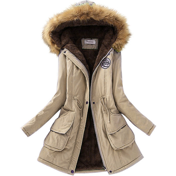 Promotions 2016 Fashion Autumn Warm Winter Fur Collar Coats Jackets for Women Women's Long Parka Plus Size Parka Hoodies